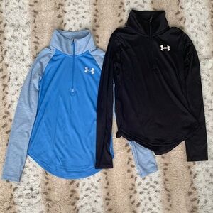 Under Armour Girls' Blue & Black Long Sleeve Quarter zip Small